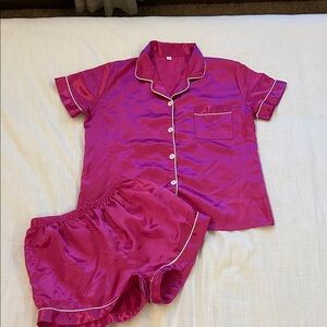 SHEIN Fuchsia Satin Pajama Set